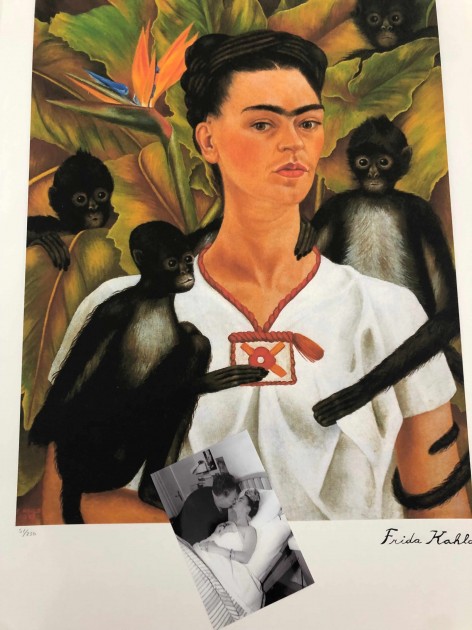 Self Portrait With Monkeys Frida Kahlo Signed Offset Lithograph