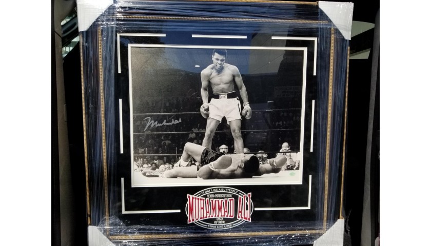 Muhammad Ali Standing Over Sonny Liston Autographed Photo