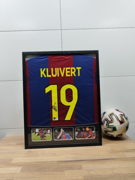 Kluivert S Fc Barcelona Signed And Framed Shirt Charitystars