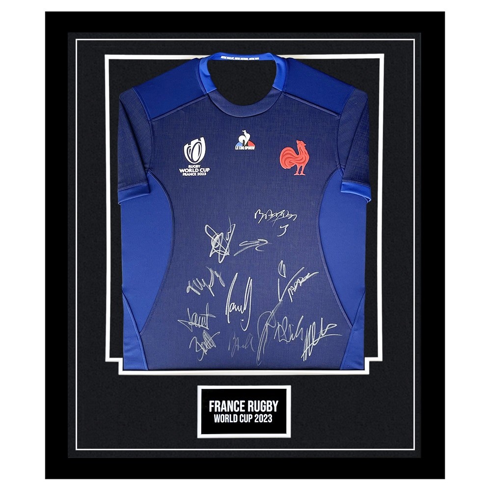 France Rwc Squad Signed And Framed Shirt Charitystars