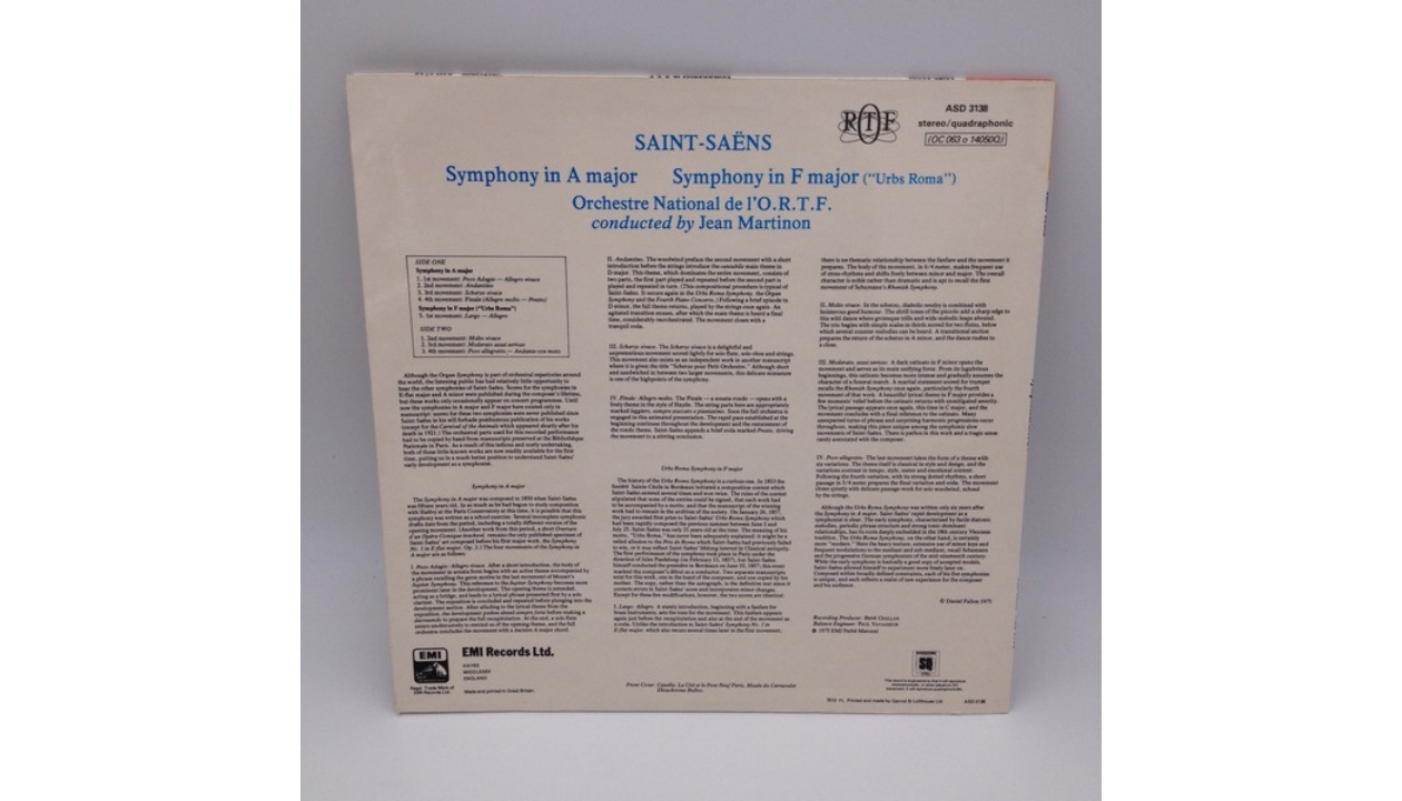 Symphony In A Symphony In F Urbs Roma Vinyl Saint Saëns