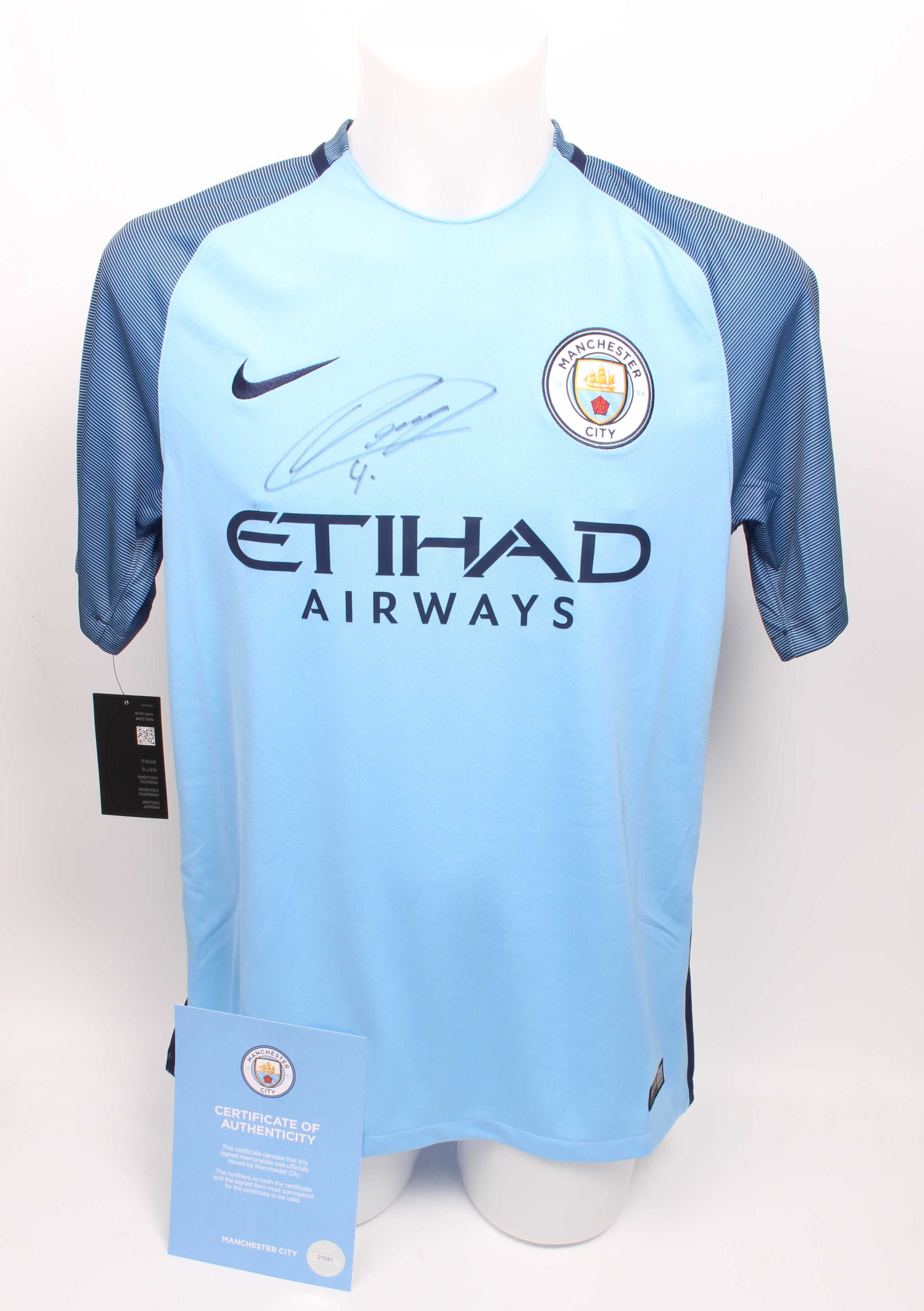 Vincent Kompany Signed Official Replica Manchester City Fc 1617 Home Shirt Charitystars 0759