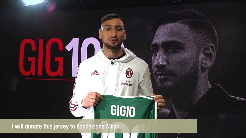 Donnarumma's 100th Game Milan Shirt, Signed with Dedication