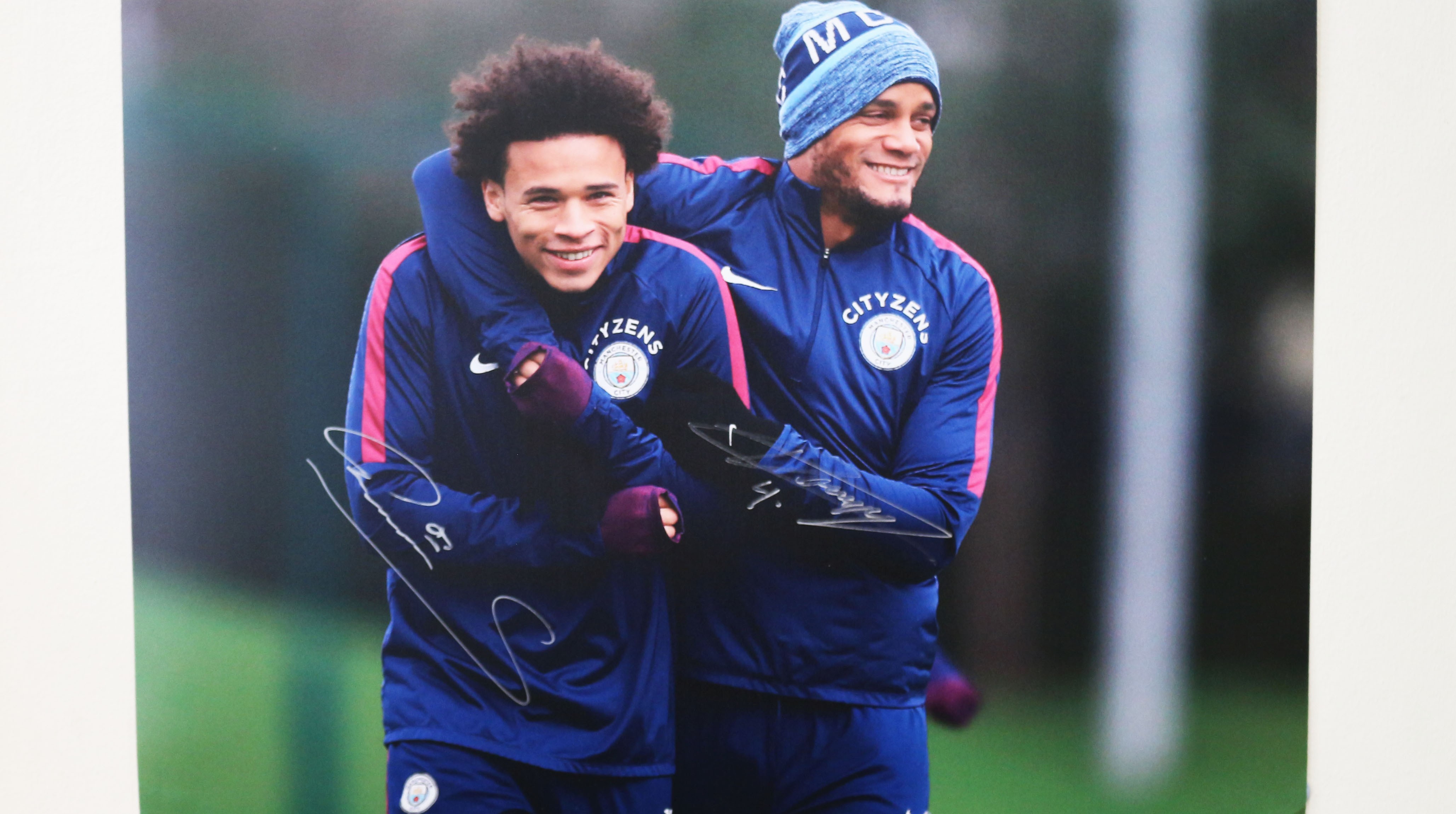 Leroy Sané & Vincent Kompany Manchester City A2 Signed Photograph