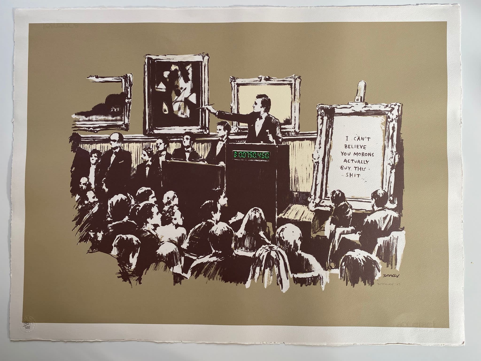 Serigrafia di Banksy in seppia di Morons - Firmata