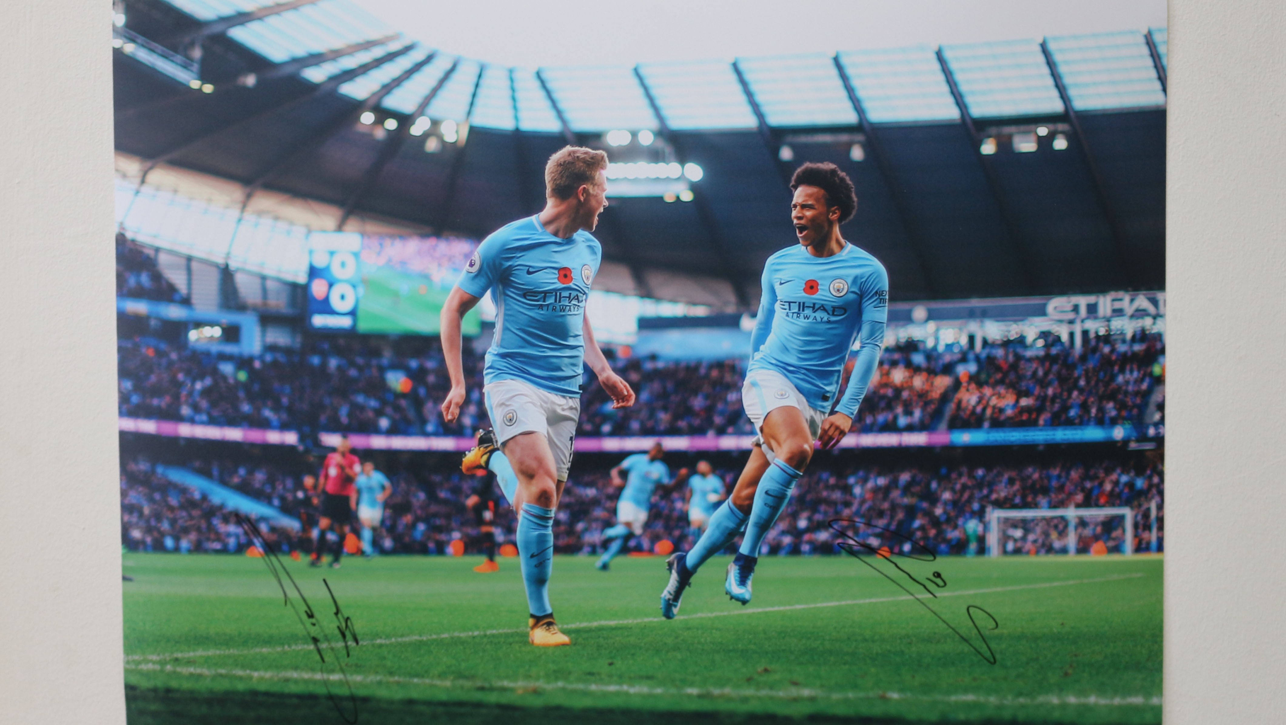Leroy Sané & Kevin De Bruyne Manchester City A2 Signed Photograph