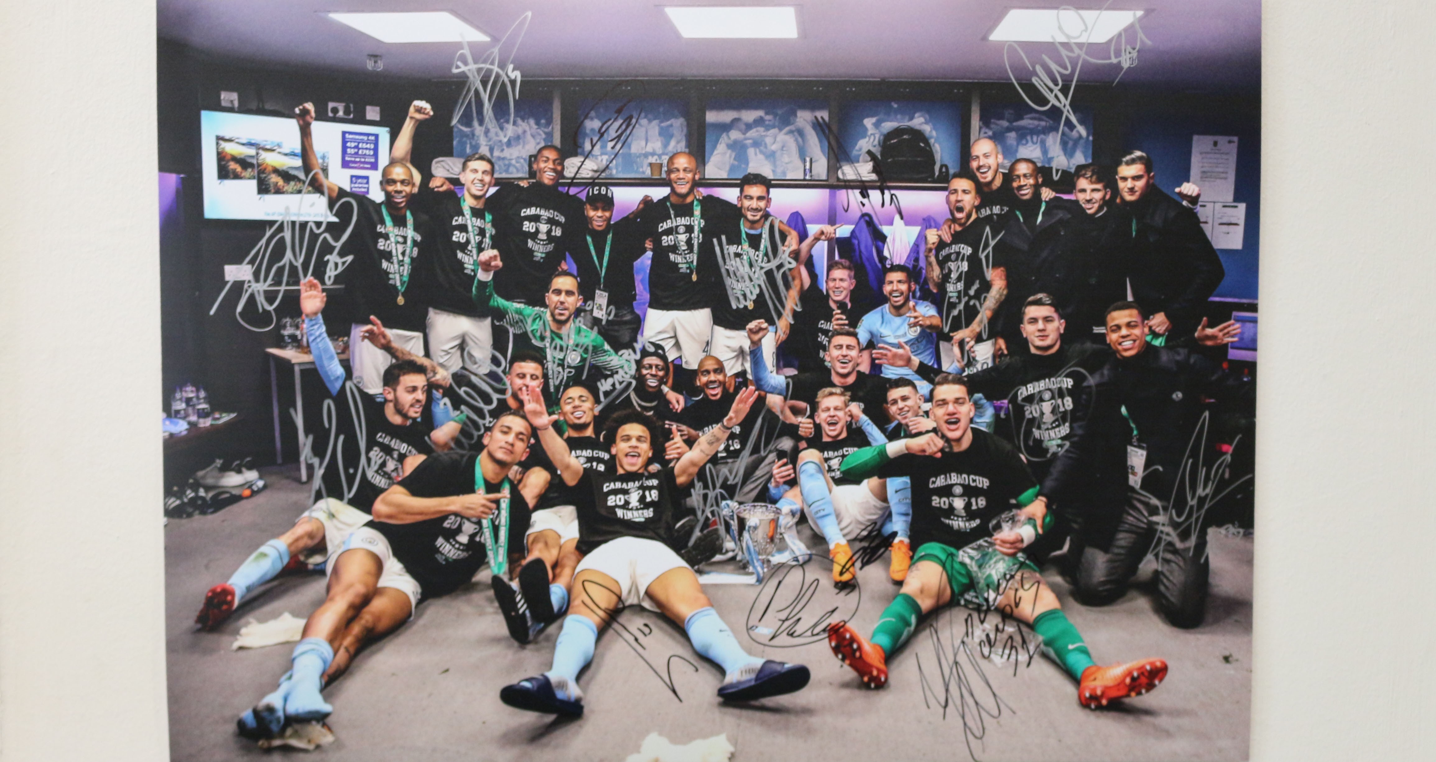 Carabao Cup Winners Manchester City Football Squad A2 Signed Photograph