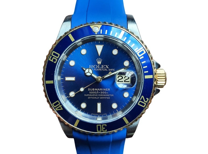 Men's Rolex Two Tone Submariner Blue Face Watch