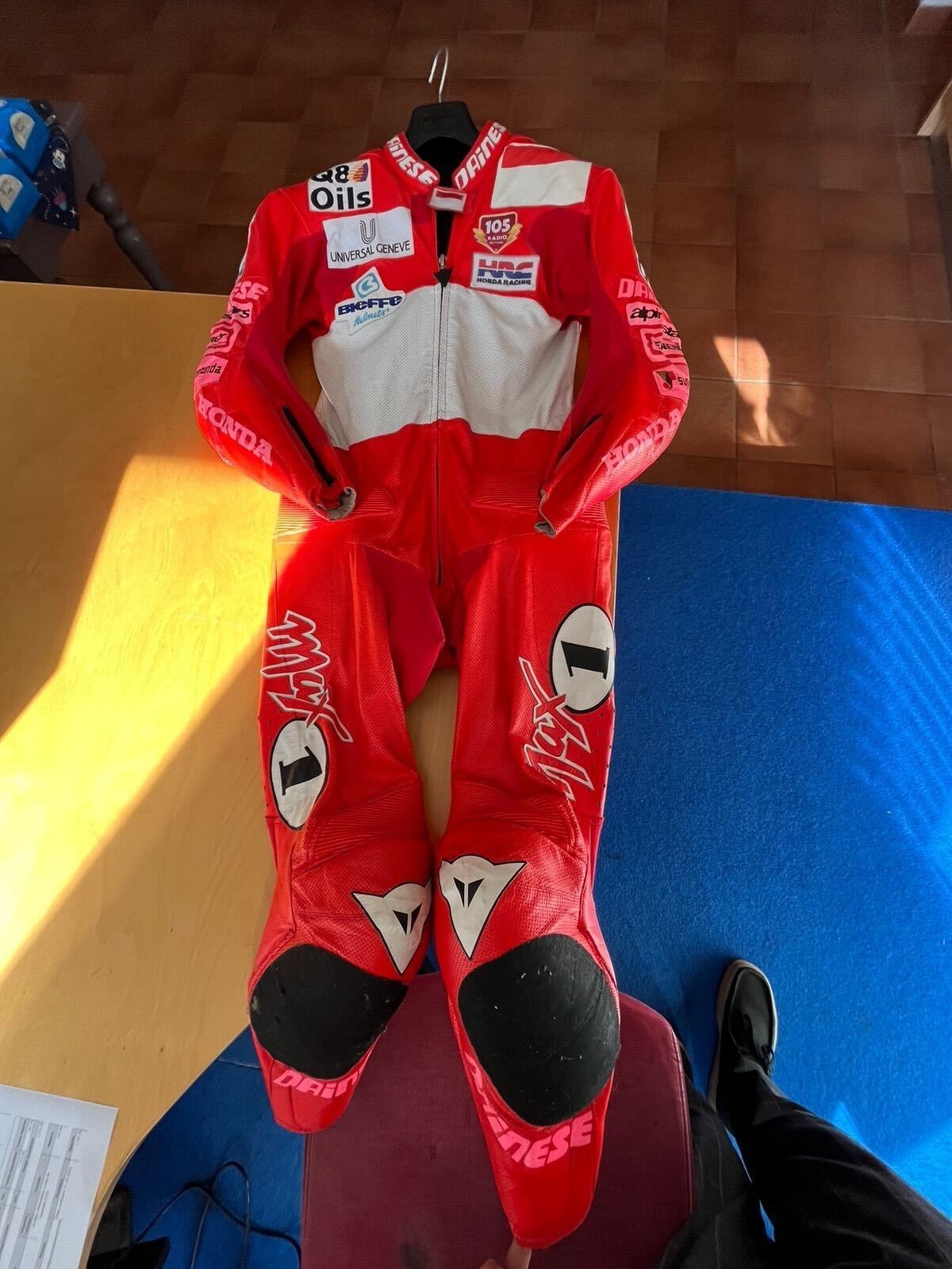 Max Biagi's Motomondiale 1998 Worn Race Suit + Signature COA