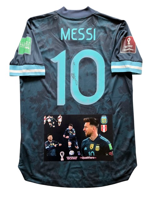 Messi's Match-Issued Shirt, Argentina vs Perù Signed FIFA WC Qualifiers 2022