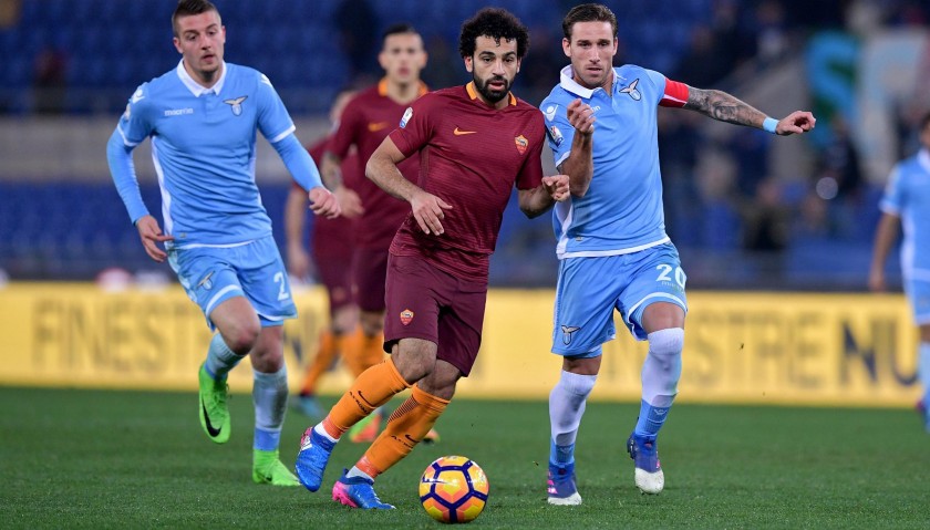 Salah's 2016/17 Match-Issued/Worn Lazio-Roma Tim Cup Semifinal Shirt