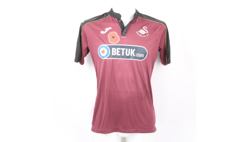 Olsson's Swansea City Match-Worn and Signed Poppy Shirt