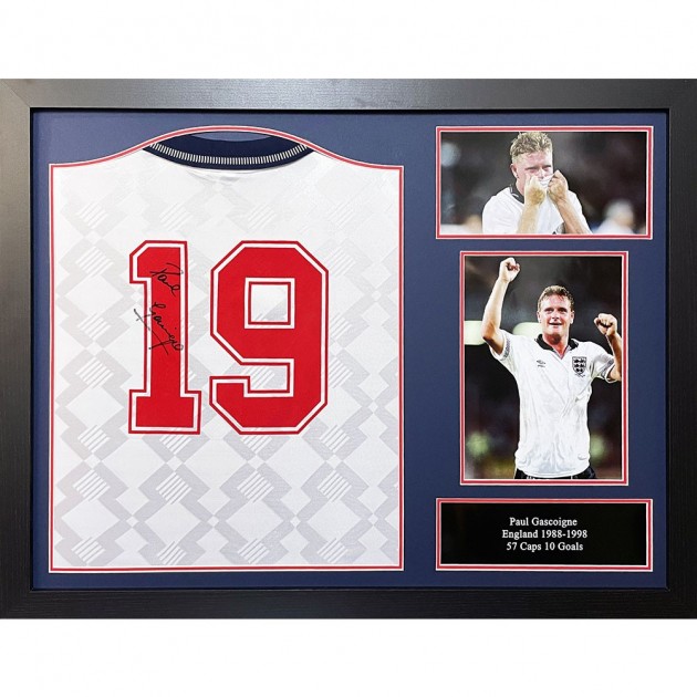 Paul Gascoigne's England '90 Signed and Framed Shirt