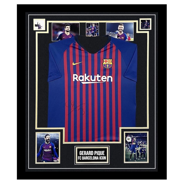Gerard Pique's FC Barcelona Signed and Framed Shirt
