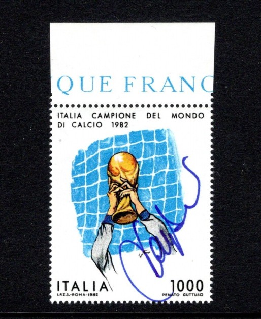 1,000 Lire 1982 Fifa World Cup - Stamp Signed by Franco Baresi