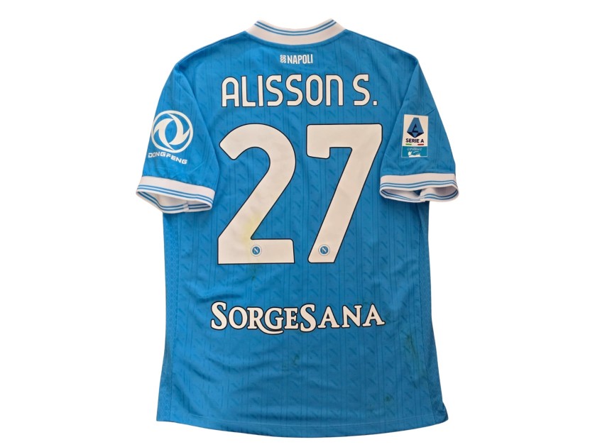 Alisson Santos' Napoli Match-Worn Shirt, 2025/26