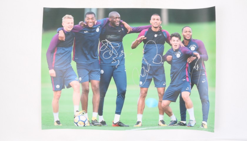Manchester City Picture Signed by Toure, Danilo Silva and Sterling