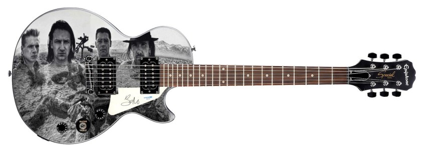Bono of U2 Signed Custom Epiphone "Joshua Tree" Graphics Guitar