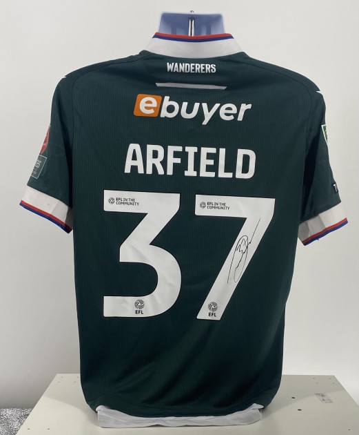 Maglia da trasferta firmata da Scott Arfield del Bolton Wanderers, contro l'Arsenal