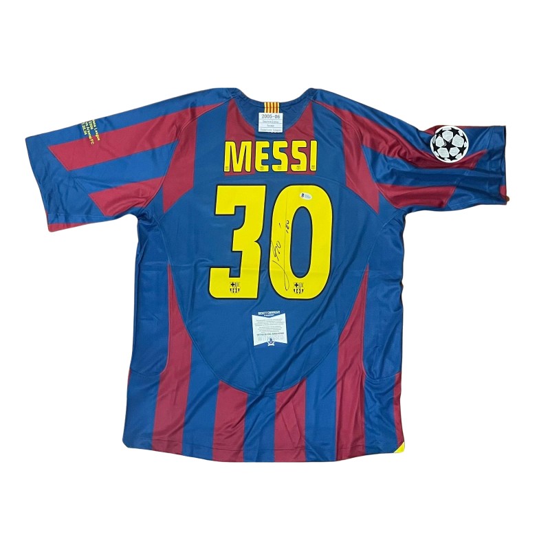 Maglia autografata n. 30 della Champions League di Lionel Messi