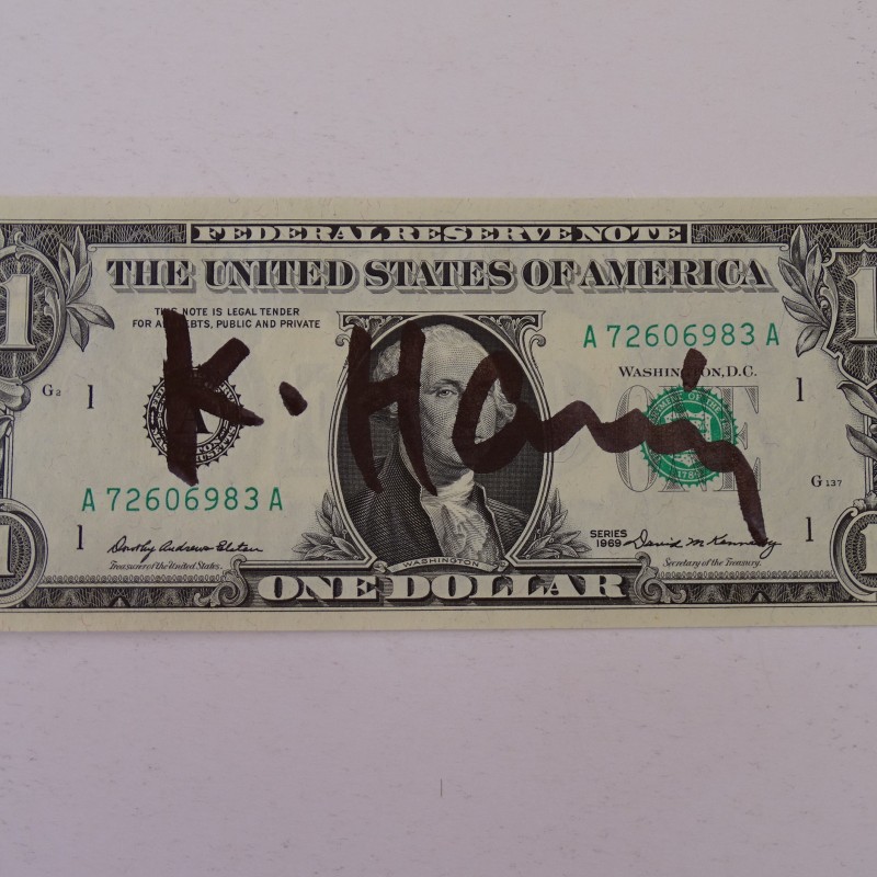 Keith Haring Hand Signed Dollar 
