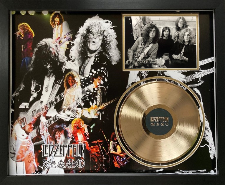 Led Zeppelin Signed and Framed Gold Disc Display