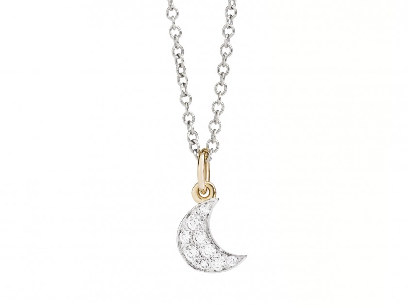 Dodo jewel in white gold and moon pendant