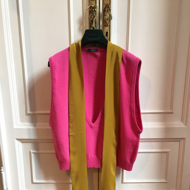 Jejia Grace Gilet in Pink Lambswool and Silk 