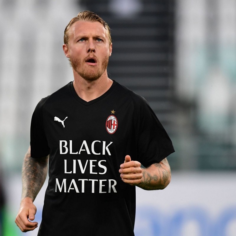 "Black Lives Matter" Training Shirt, Juventus-Milan - Signed by Kjaer