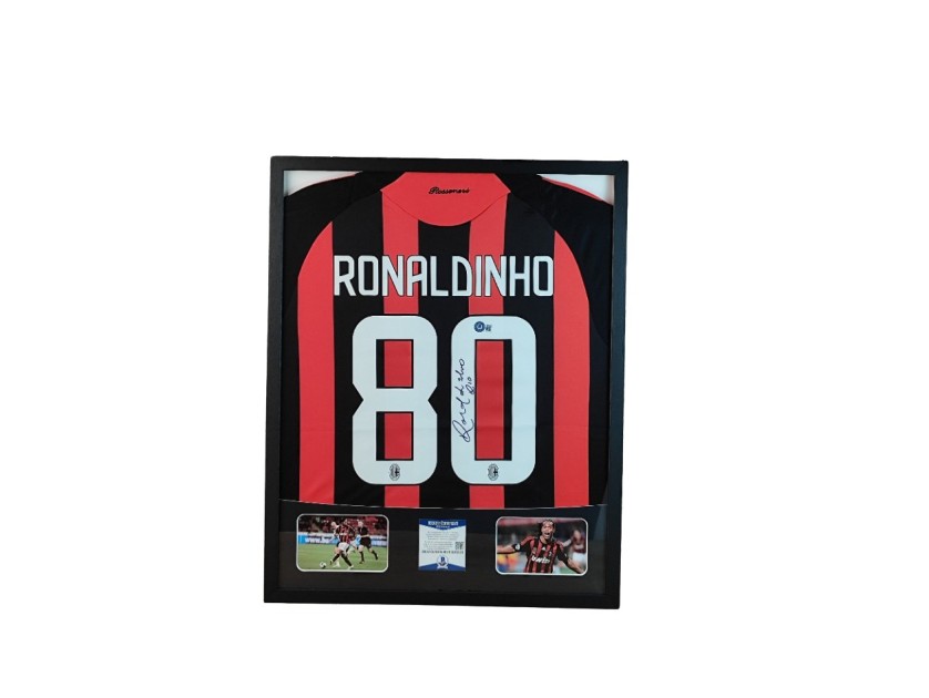 Ronaldinho's AC Milan Signed Shirt in a Deluxe High-Quality Frame