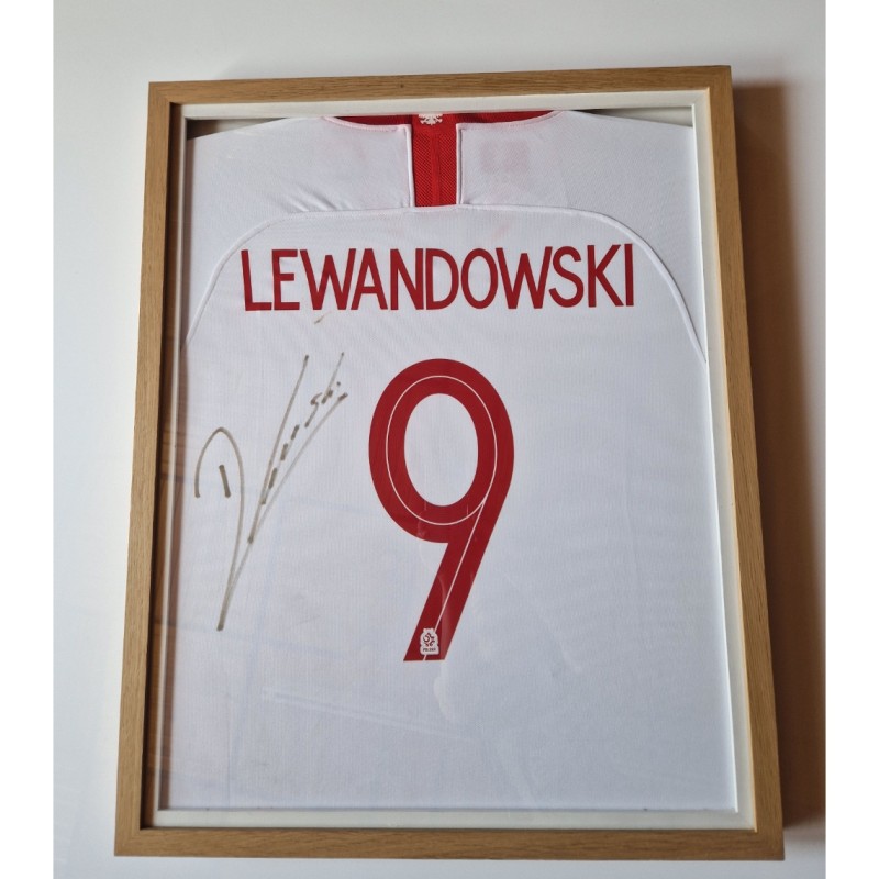Lewandowski's Poland Signed and Framed Shirt 