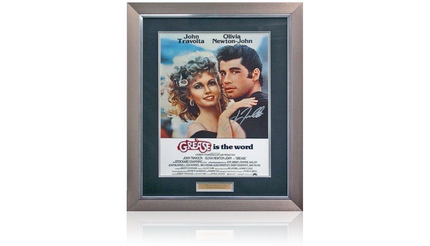 John Travolta Hand Signed 'Grease' Movie Poster