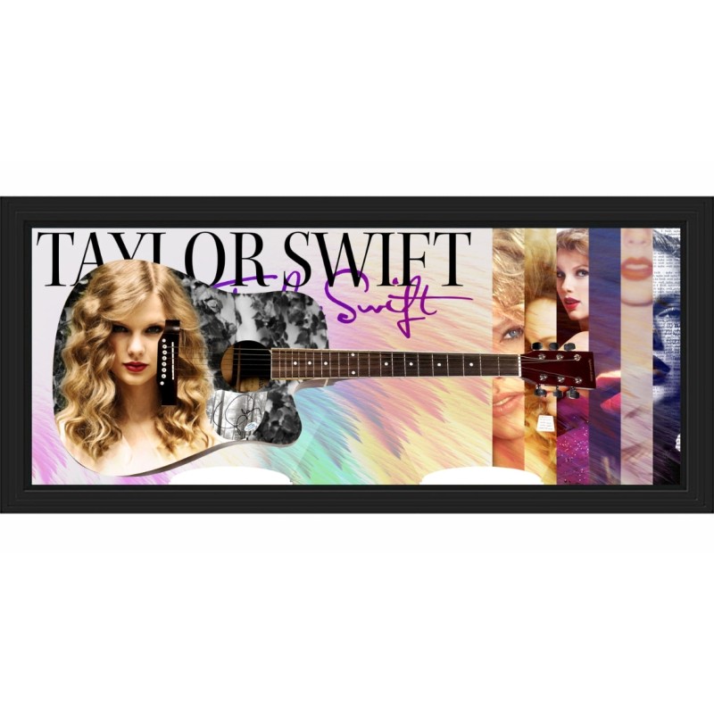 Taylor Swift Signed Custom Graphics Guitar in a Display Case