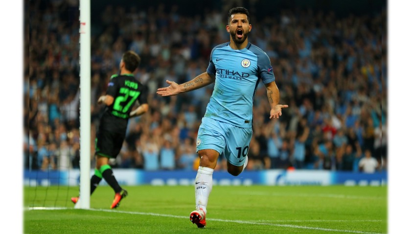 Aguero's Manchester City Match Shirt, UCL 2016/17