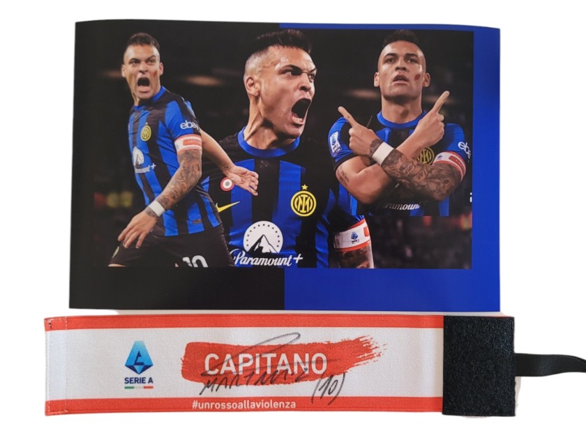 "A Red against the Violence" Captain's Armband - Signed by Lautaro Martinez