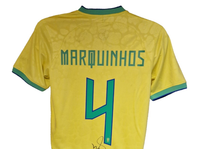 Marquinhos Signed Brazil 2022-23 Home Football Shirt COA