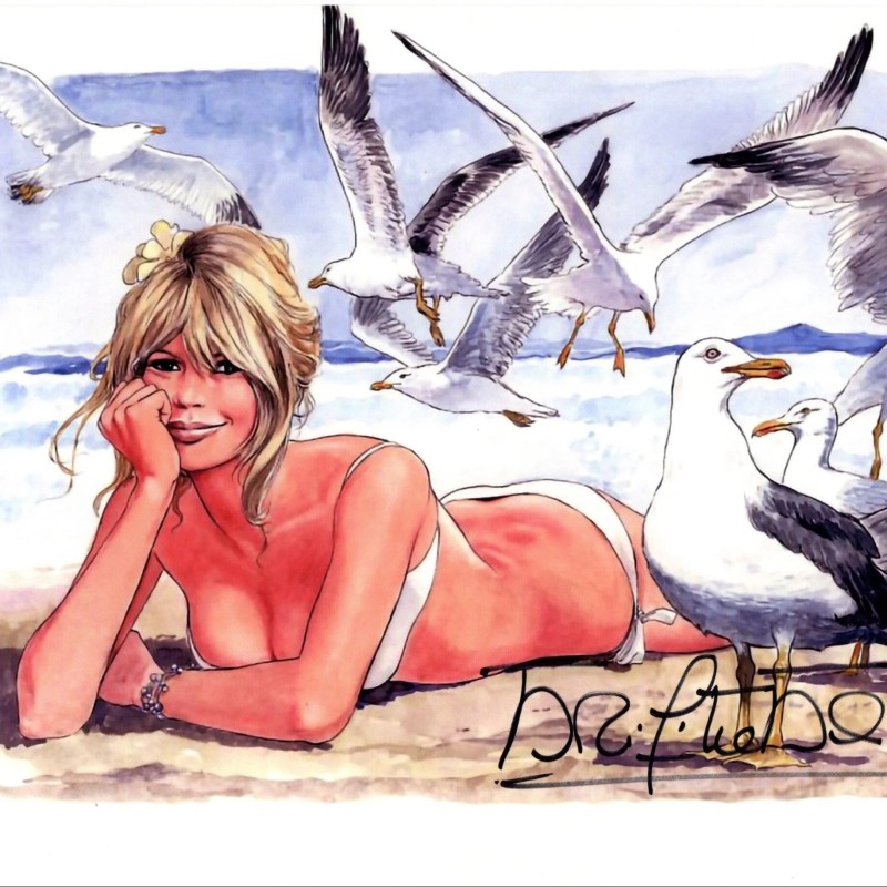 Milo Manara Print Signed by Brigitte Bardot