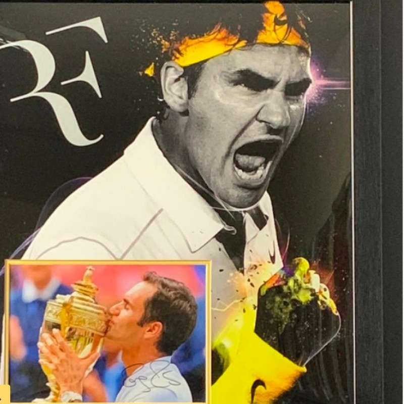 Roger Federer Signed and Framed Tennis Display