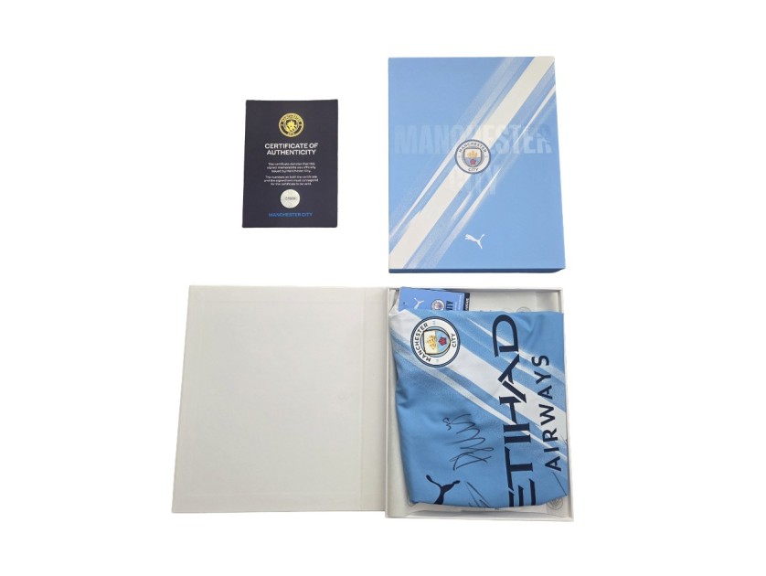 Manchester City 2025/26 Team Signed Official Shirt with Manchester City Box