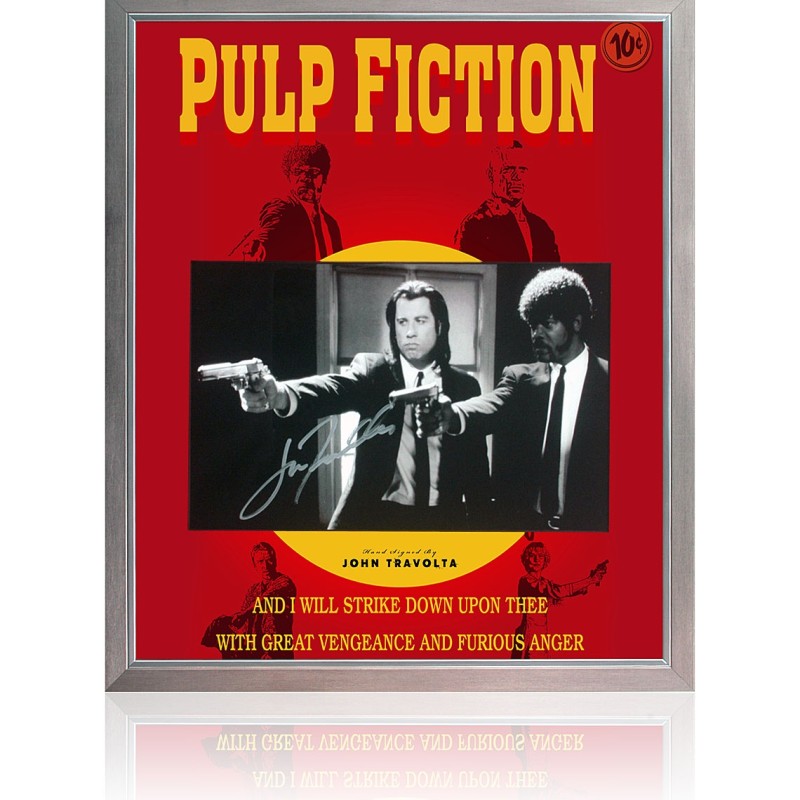 John Travolta Signed Pulp Fiction Poster Presentation 
