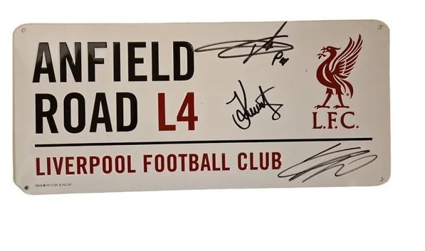 Jurgen Klopp, Lijnders and Peter Krawietz Signed Road Sign 