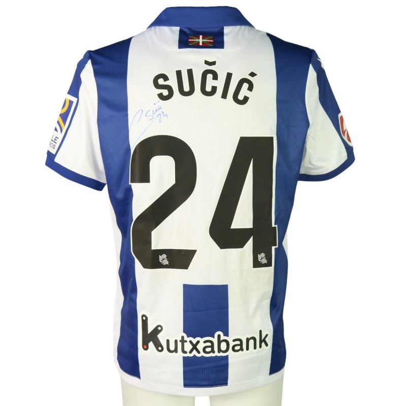 Sučić's Signed Unwashed Shirt, Real Sociedad vs Valencia 2024