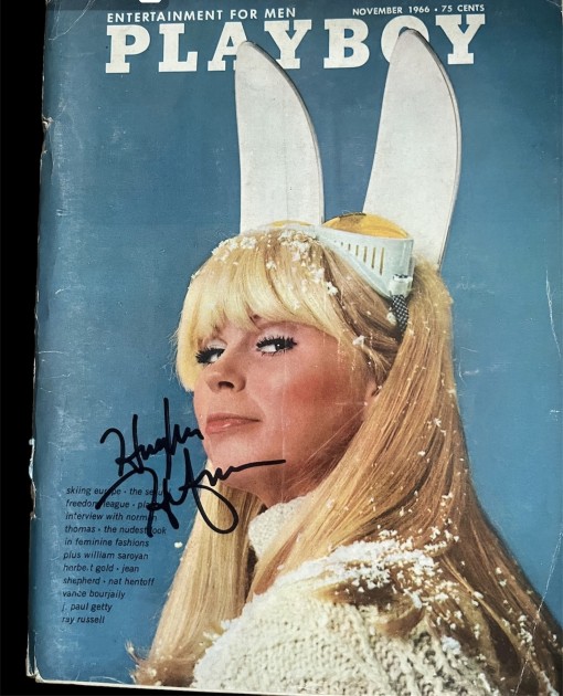 Hugh Hefner Signed November 1966 Playboy Magazine - CharityStars