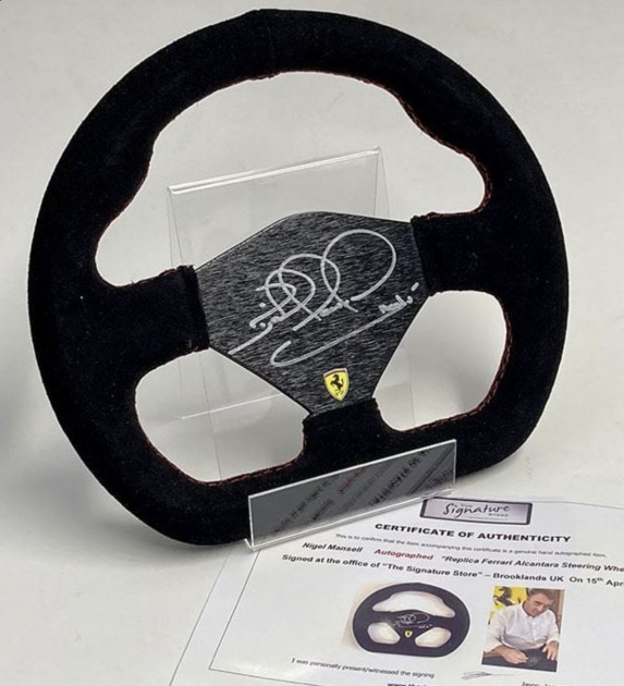 Nigel Mansell Signed Replica Steering Wheel