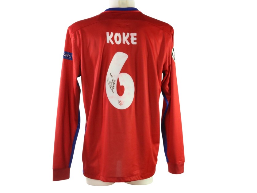 Koke's Atletico Madrid Signed Match-Issued Shirt, UCL 2015/16