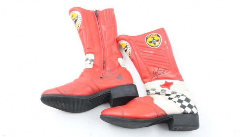 Boots Worn and Signed by Italian MotoGP Champion Giacomo Agostini