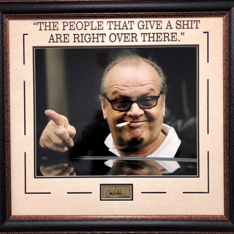 "The People that Give a Shit are Right Over There" Vintage Photograph Signed by Jack Nicholson 