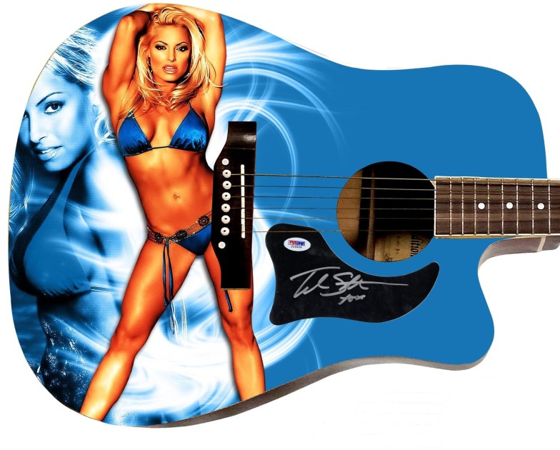 Trish Stratus of WWE Signed Custom Graphics Guitar