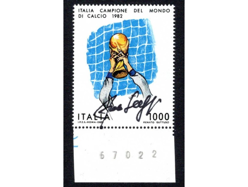 1.000 Lire 1982 Fifa World Cup - Stamp Signed by Franco Selvaggi