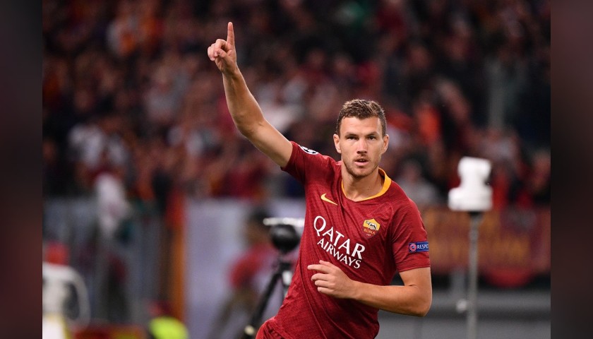 Dzeko's Roma Match-Issued Signed Shirt, UCL 2018/19